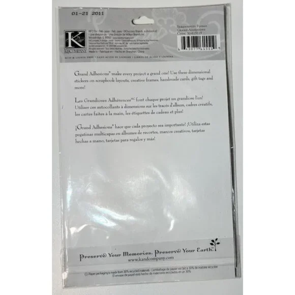 K & Company Serendipity Grand Dimensional Stickers Roses Flowers 15 pc Journal - Picture 4 of 4